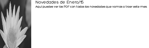﷯Novedades de Enero/15
Aquí puedes ver los PDF con todas las novedades que vamos a traer este mes.